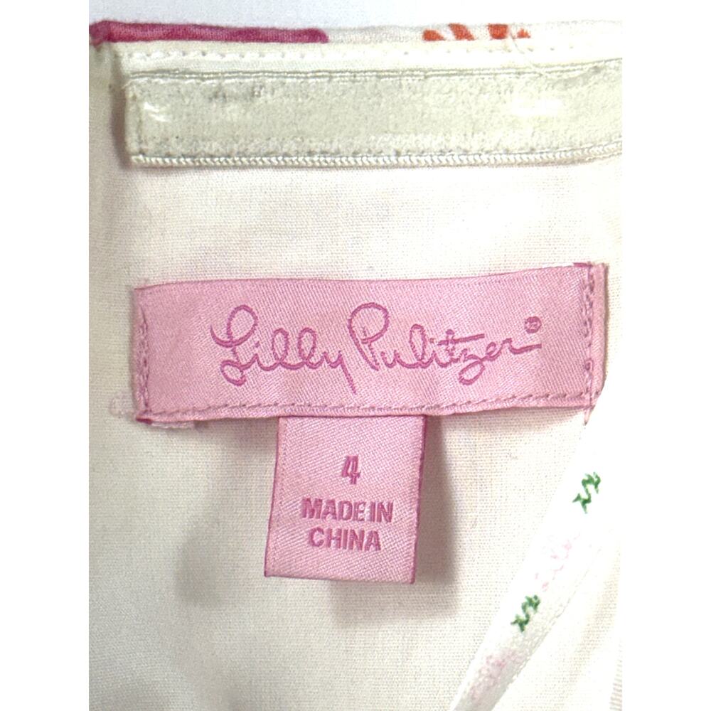 Lilly Pulitzer hotty pink cherry bloom begonias strapless pleated dress Sz 4 - Picture 3 of 16